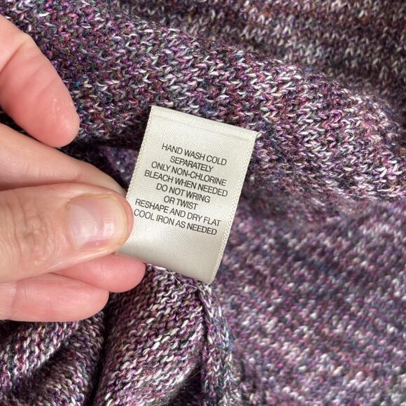 Leo & Nicole Sweater Large‎ Cotton Pockets Speckled Marled Artsy Abstract Petite - Picture 11 of 12